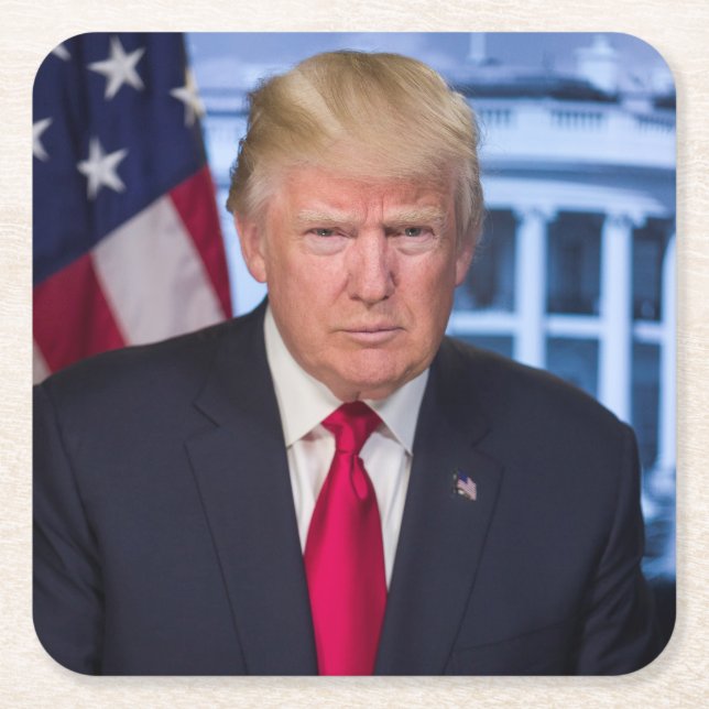 Donald Trump Official Presidential Portrait Square Paper Coaster (Front)