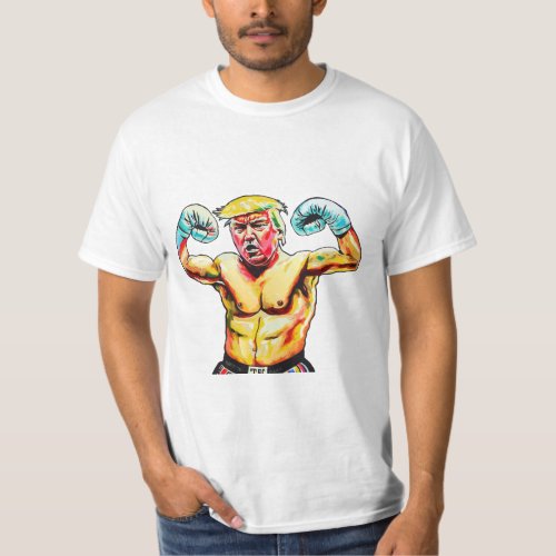 Donald Trump Patriotic Boxing President Portrait T_Shirt
