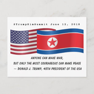 Donald Trump Peace Quote Summit North Korea USA Postcard