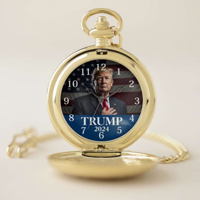 Donald Trump Photo  2024 Keep America Great Pocket Watch (Inside)