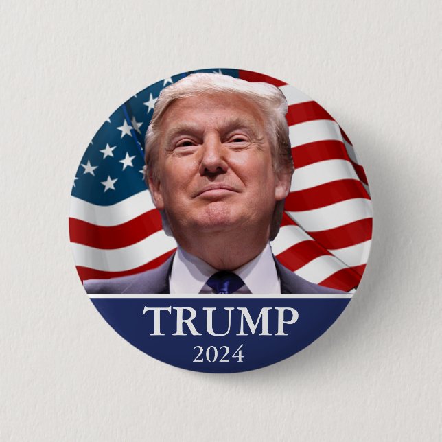 Donald Trump Photo President 2024 Pinback Button (Front)