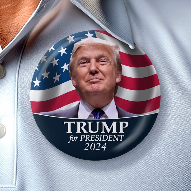 Donald Trump Photo - President 2024 Pinback Button (Trump Campaign Button - Perfect for the next election rally)