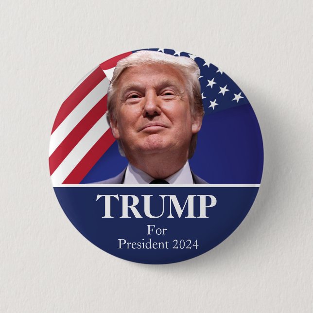 Donald Trump Photo - President 2024 Pinback Button (Front)