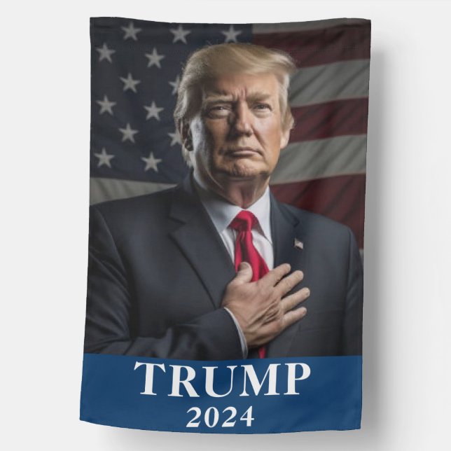 Donald Trump Photo - Trump 2024 Keep America Great House Flag (Front)