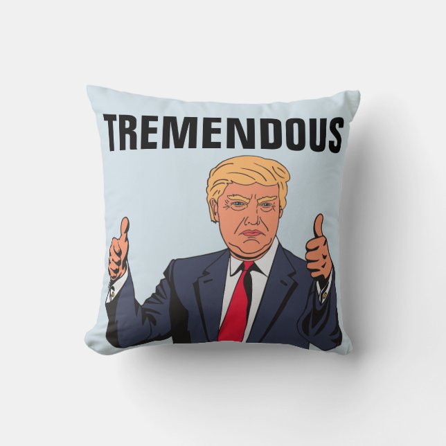 DONALD TRUMP PILLOWS, TREMENDOUS THROW PILLOW (Front)