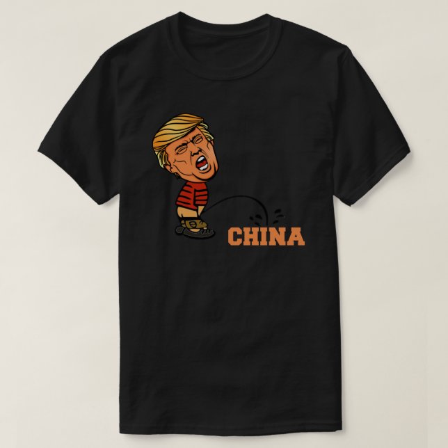 Donald trump pissing on china  Sticker T-Shirt (Design Front)