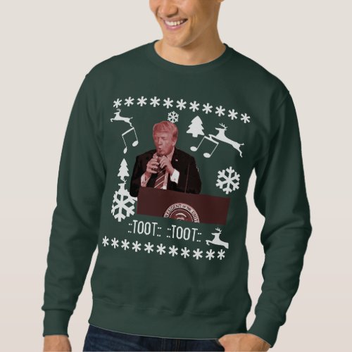 Donald Trump playing xmas bottle ugly sweater