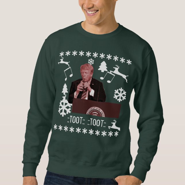 Donald Trump playing xmas bottle ugly sweater (Front)