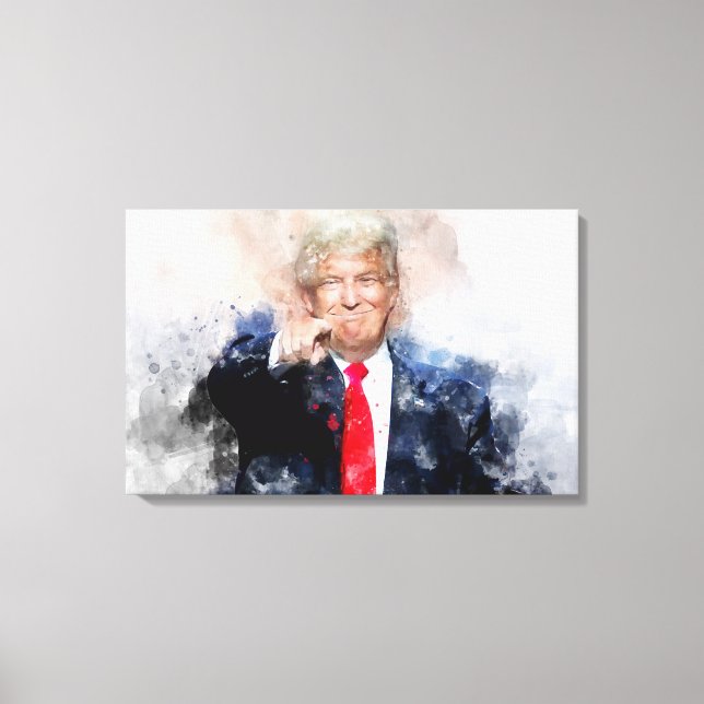 Donald Trump pointing portrait watercolor Canvas Print (Front)