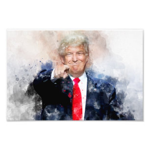 Donald Trump pointing portrait watercolor Photo Print