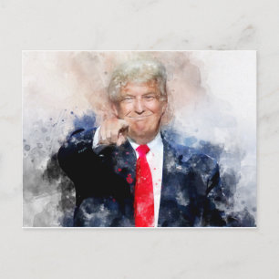 Donald Trump pointing portrait watercolor Postcard