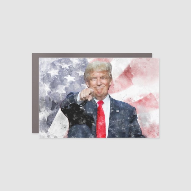 Donald Trump pointing with American flag Car Magnet (Front)
