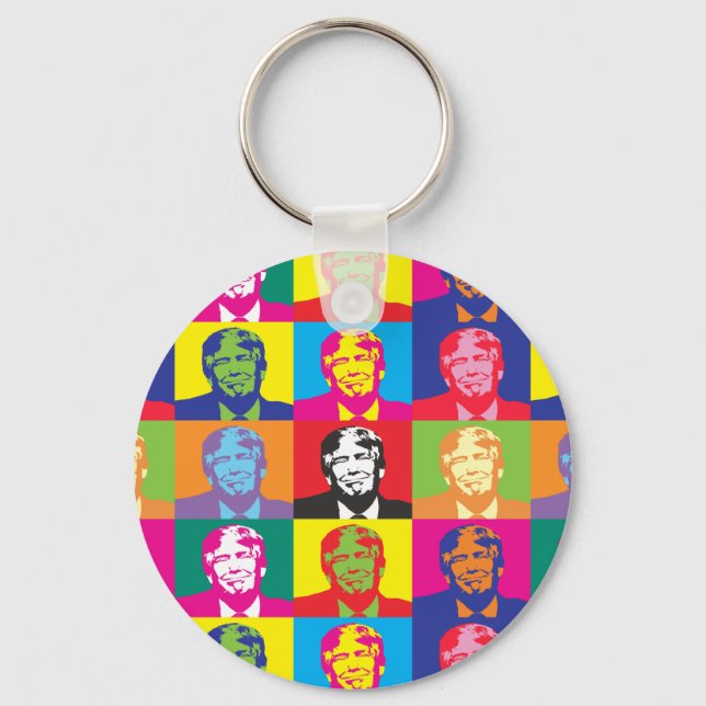 Donald Trump Pop Art Button Keychain (Front)