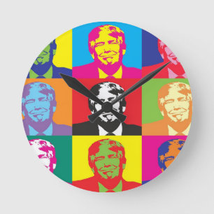 Donald Trump Pop Art Round Clock