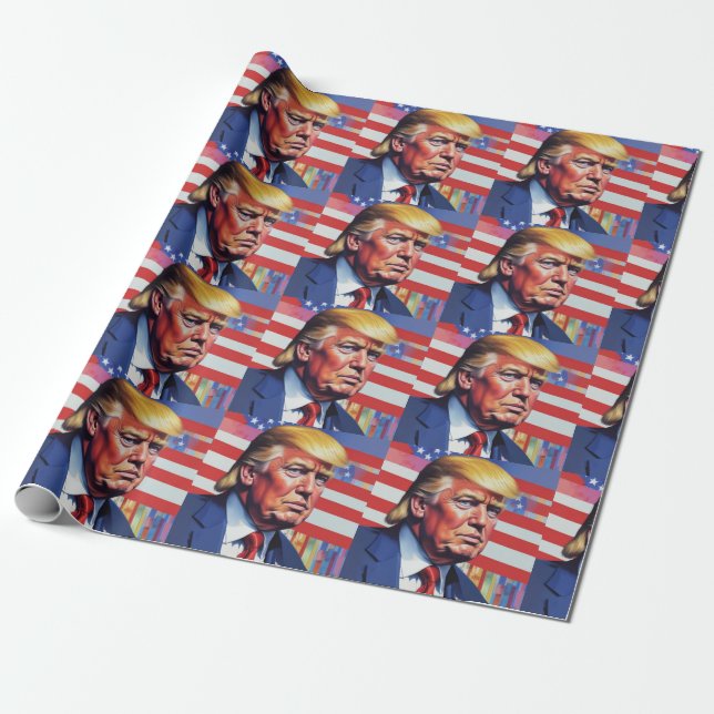 Donald Trump Pop Art Wrapping Paper (Unrolled)