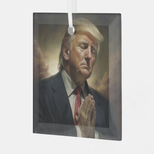 Donald Trump Pray For America  Glass Ornament