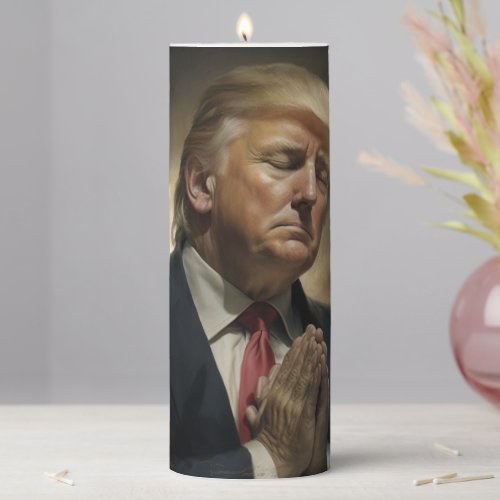 Donald Trump Pray For America  Pillar Candle