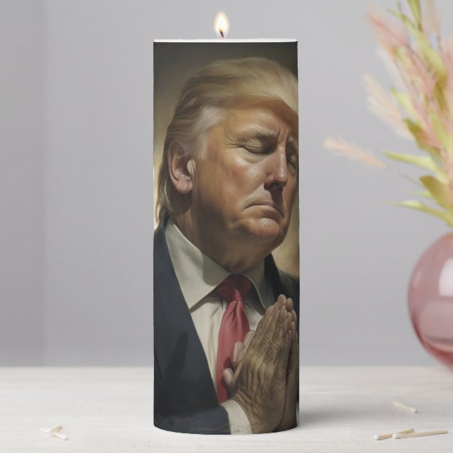 Donald Trump Pray For America  Pillar Candle (In Situ)
