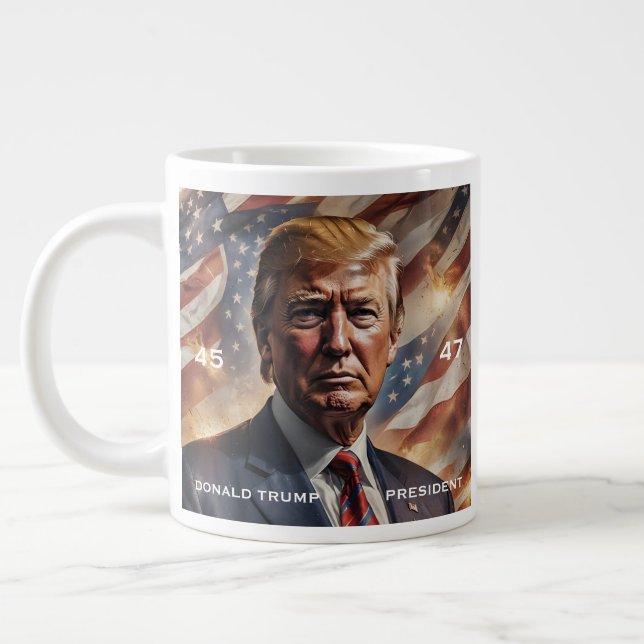 Donald Trump Presdent Portrait Giant Coffee Mug (Left)