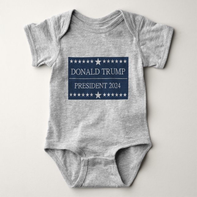 Donald Trump President 2024 Bold Blue Baby Bodysuit (Front)