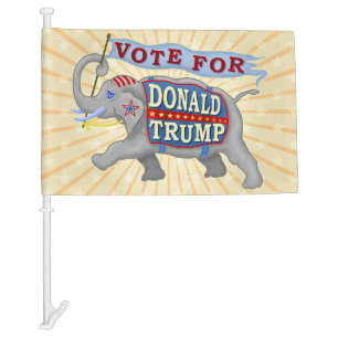 Donald Trump President 2024 Republican Elephant Car Flag