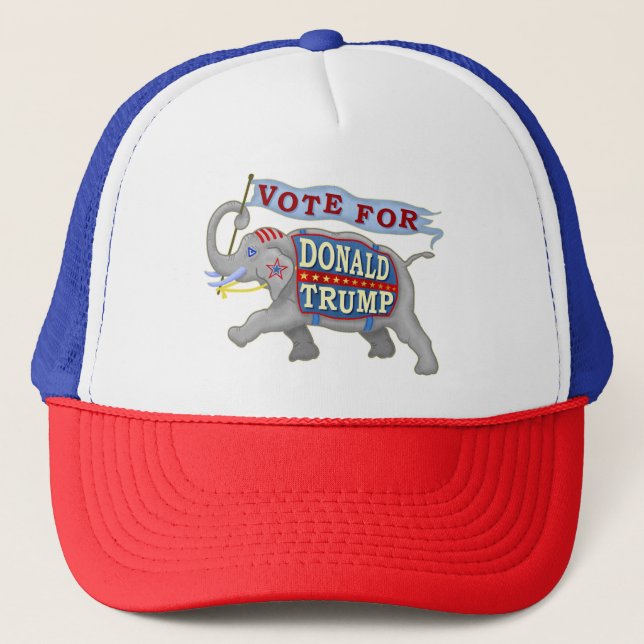 Donald Trump President 2024 Republican Elephant Trucker Hat (Front)