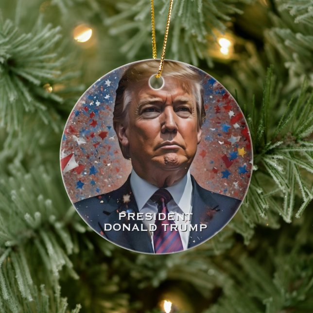 Donald Trump President Modern Portrait Ceramic Ornament (Tree)