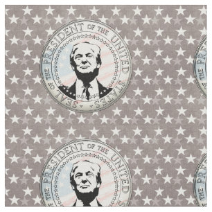 Donald Trump President. Seal oUSA Flag Black white Fabric
