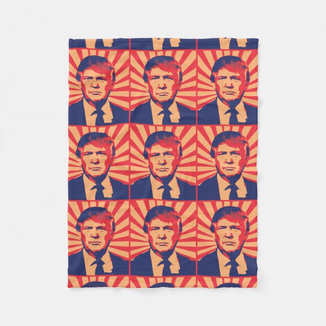 Donald Trump Propaganda Style Fleece Blanket (Front)