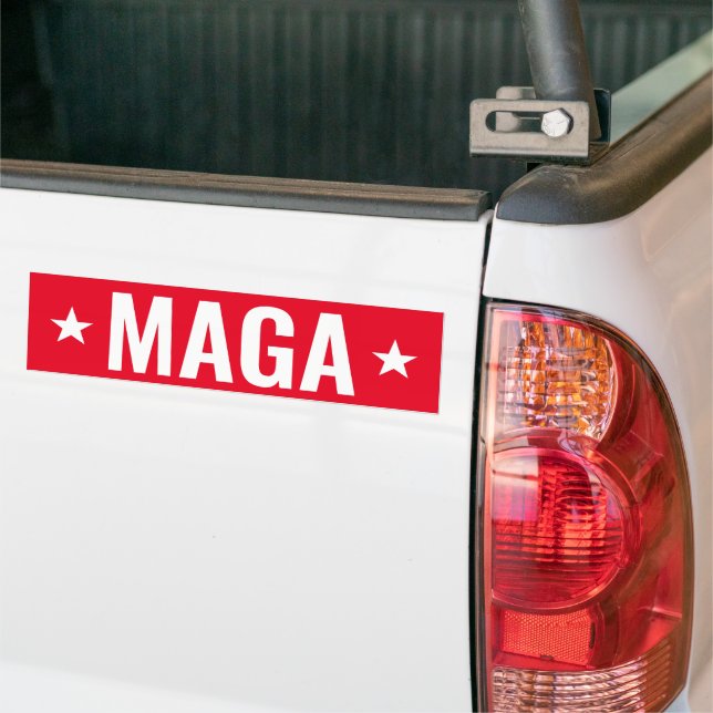 Donald Trump Red Stars Bumper Sticker (On Truck)