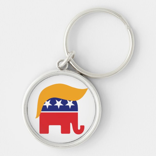 Donald Trump Republican Elephant Hair Logo Keychain (Front)