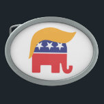 Donald Trump Republican Elephant Hair Logo Oval Belt Buckle<br><div class="desc">GOP Elephant Logo with Iconic Donald Trump Hair. 

Copyright 2015 www.TrumpCentral.org</div>