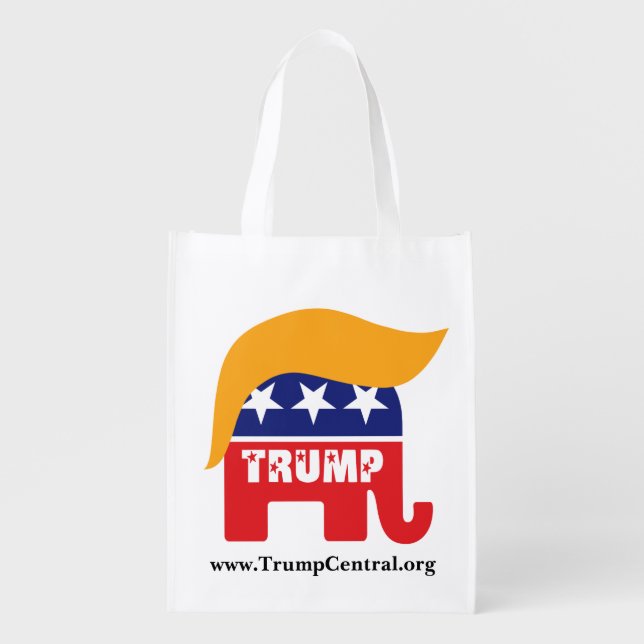 Donald Trump Republican Elephant Hair Logo Reusable Grocery Bag (Front)