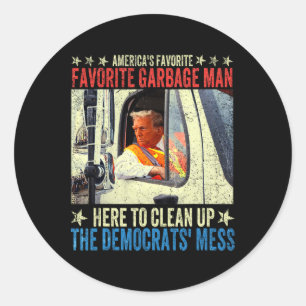 Donald Trump Rides In Garbage Truck Classic Round Sticker