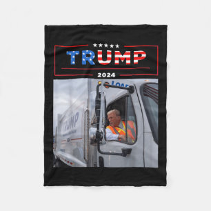 Donald Trump Rides In Garbage Truck Shirt Garbage Fleece Blanket