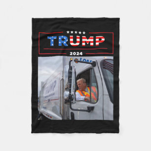 Donald Trump Rides In Garbage Truck Shirt Garbage Fleece Blanket