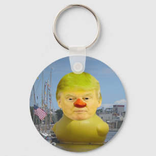 Donald Trump Rubber Yellow Duck Button Keychain