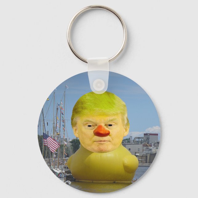 Donald Trump Rubber Yellow Duck Button Keychain (Front)