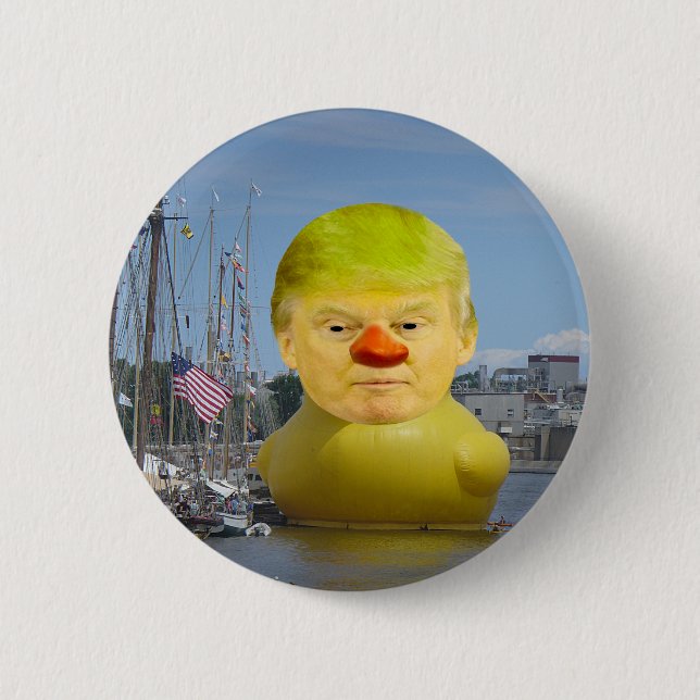 Donald Trump Rubber Yellow Duck Round Button (Front)