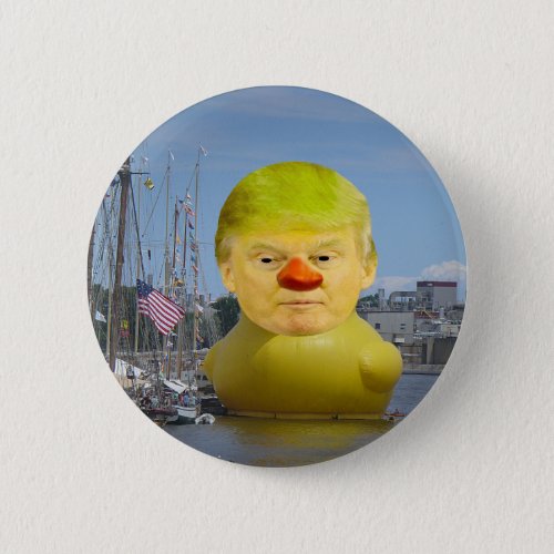 Donald Trump Rubber Yellow Duck Round Button