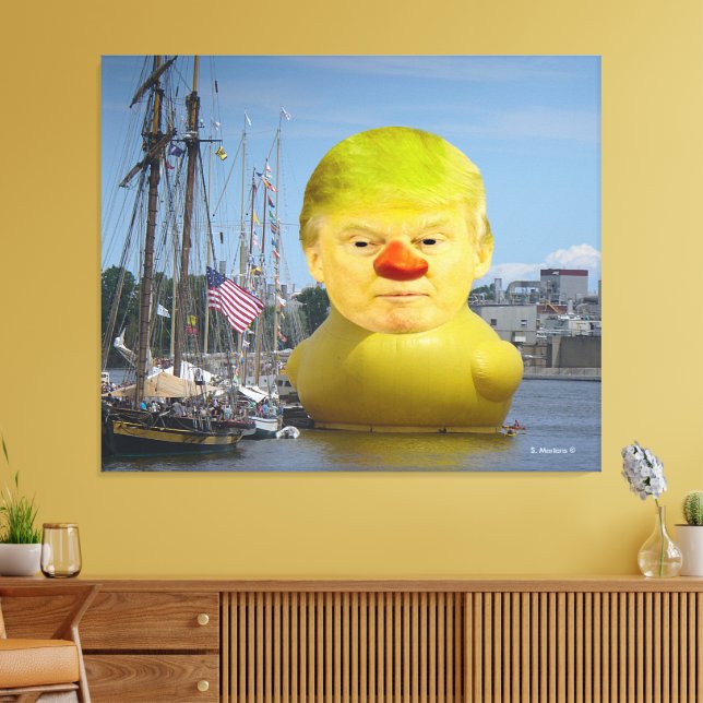 Donald Trump Rubber Yellow Duck Wrapped Canvas (Insitu(LivingRoom))