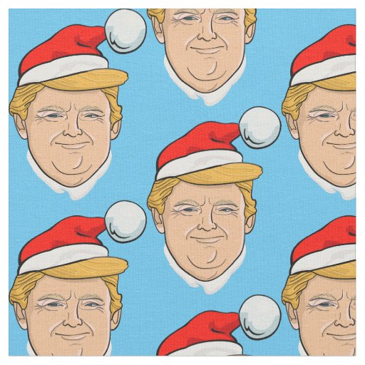 Donald Trump Santa Claus christmas blue pattern Fabric