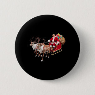 Donald Trump Santa Claus Sleigh Christmas Xmas Usa Button