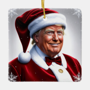 Donald Trump Santa Clause Ceramic Ornament