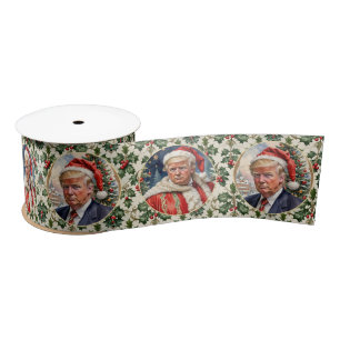 Donald Trump Santa Hat Christmas 3" Luxury  Satin Ribbon