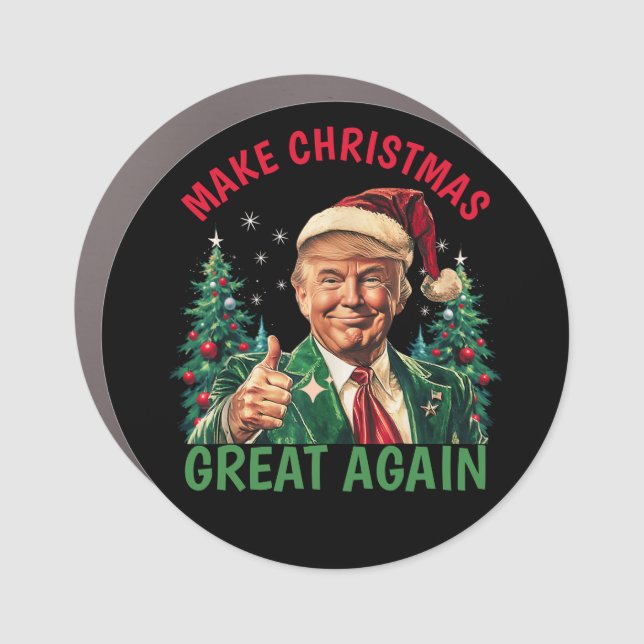 Donald Trump Santa hat Make Christmas Great Again Car Magnet (Front)