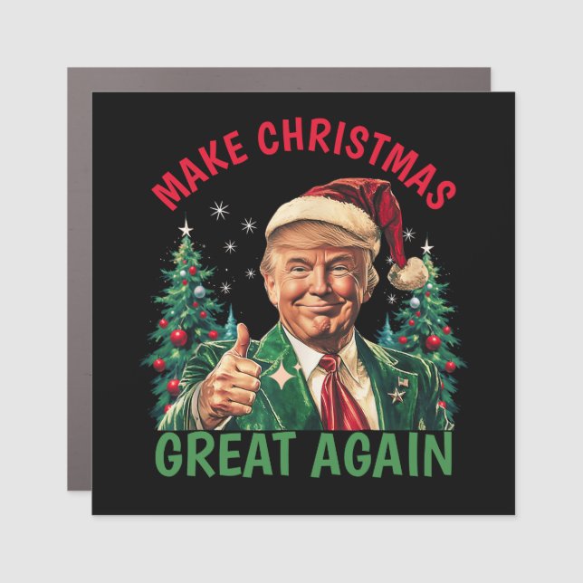 Donald Trump Santa hat Make Christmas Great Again Car Magnet (Front)