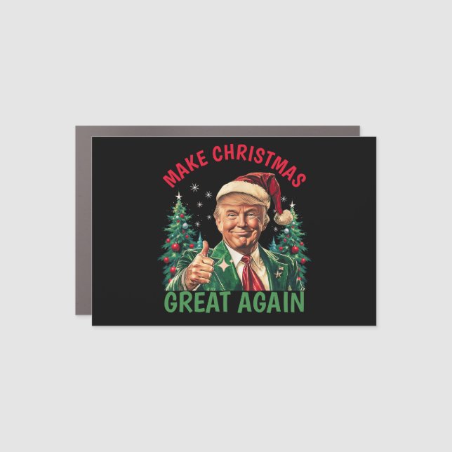 Donald Trump Santa hat Make Christmas Great Again Car Magnet (Front)
