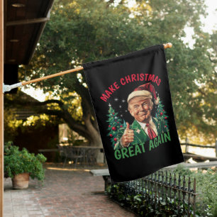 Donald Trump Santa hat Make Christmas Great Again House Flag