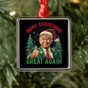 Donald Trump Santa hat Make Christmas Great Again Metal Ornament
